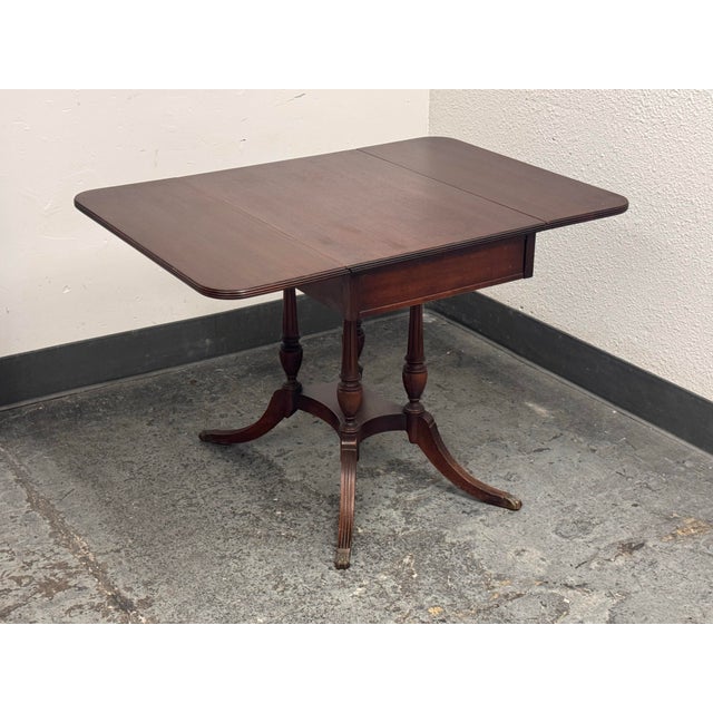 Brown Imperial Furniture Co. Mahogany Drop-Leaf Pembroke Table, Vintage For Sale - Image 8 of 12