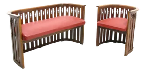 Viennese Arts & Crafts Oak Sofa and Chair, 1920s, Set of 2