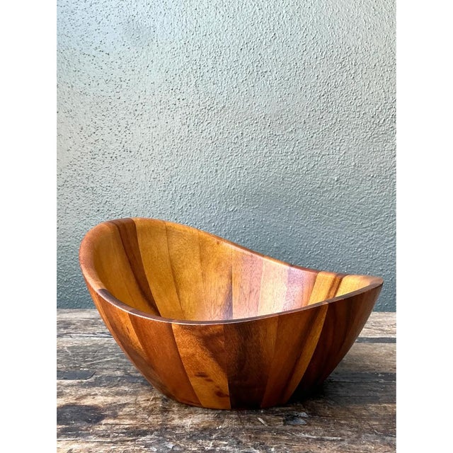 Vintage Mid-Century Teak Wood Salad Bowl For Sale - Image 9 of 12