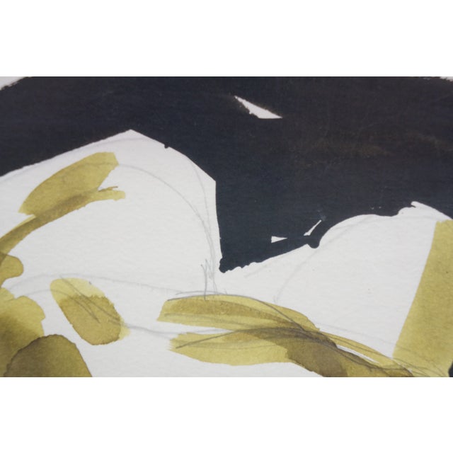 Mustard Mid 20th Century Elmer Tomasch Abstract Reclining Nude Watercolor Painting 12" For Sale - Image 8 of 10