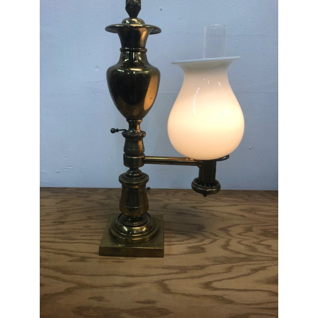 Victorian 1950s Circa Argand Brass Glass Lamp For Sale - Image 3 of 11