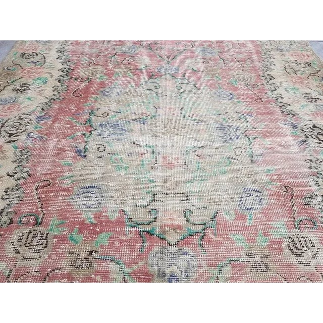 Textile 1960s 6x10 Geometric Design Floral Carpet For Sale - Image 7 of 10