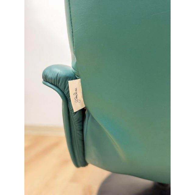 Chairworks Teal Adjustable Recliner Stressless Style Vintage Lounge Chair Retro For Sale - Image 11 of 12