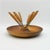 Mid-Century Modern Walnut Wood Fruit Bowl with Knives with Raffia Handles by Carl Auböck for Werkstätte Carl Auböck, Vienna, 1950s, Set of 7 For Sale - Image 3 of 15