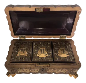 Antique Chinese Lacquer Game Set - 9 Pieces