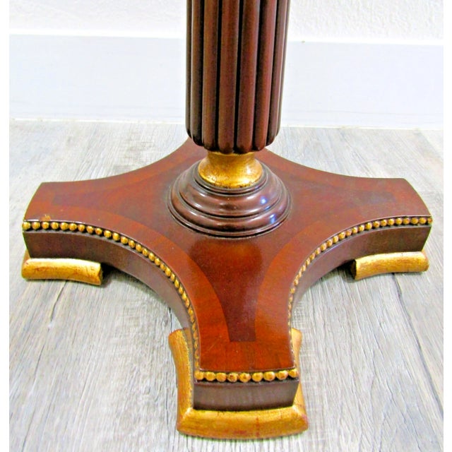 Wood 1990s Maitland-Smith Empire Pedestal Based Inlaid Marquetry Top Occasional Table For Sale - Image 7 of 11