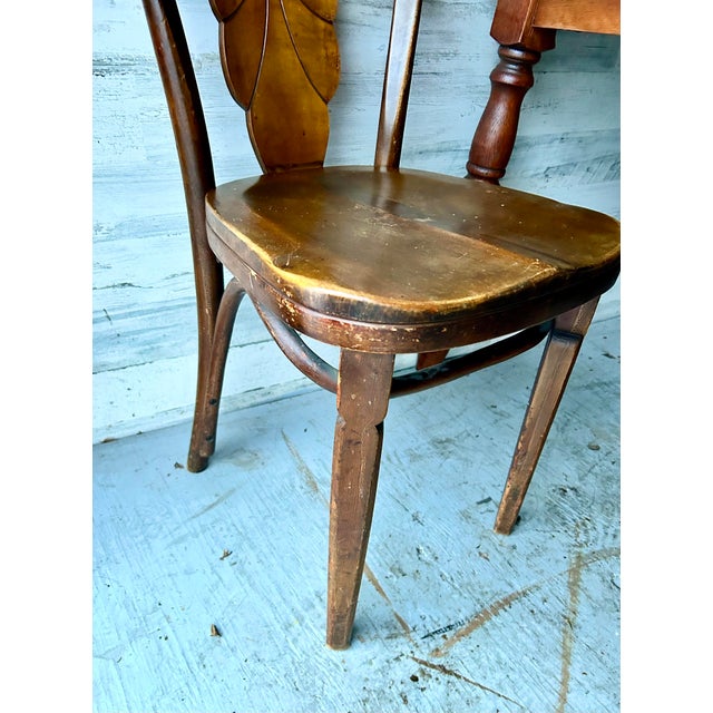 Art Deco Antique Oak Wood Kitchen Table With Chairs For Sale - Image 3 of 9