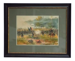 1887 Battle of Antietam Chromolithograph, Custom Framed Civil War Print