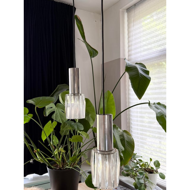 Mid-Century Modern Mid-Century Modern Textured Glass Pendant Lights, 1960s, Set of 2 For Sale - Image 3 of 17