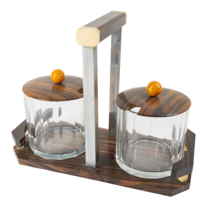 Mid-Century Art Deco Rosewood and Bakelite Canister Set