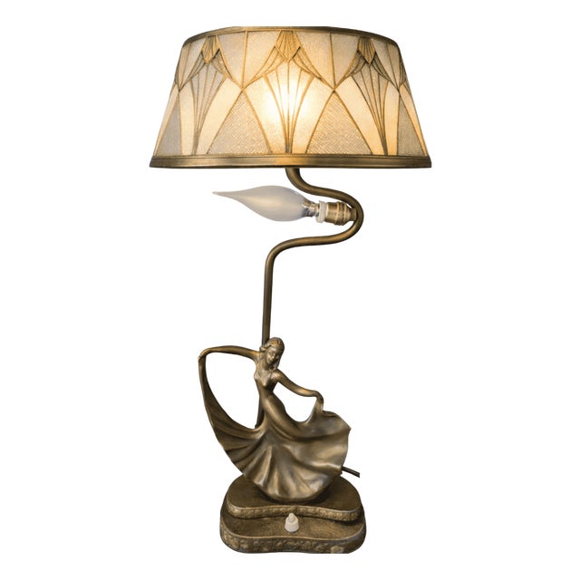 Art Deco Bronze Table Lamp, 1925 For Sale