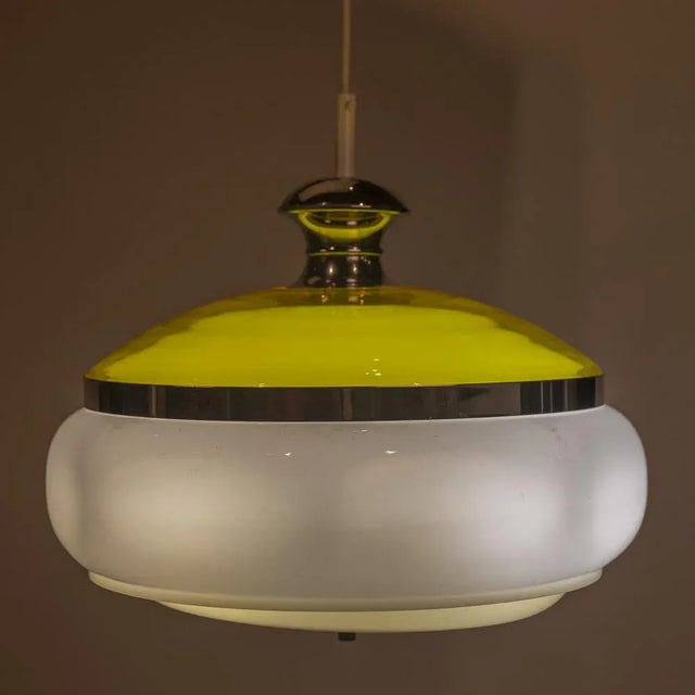 Space Age White and Yellow Pendant Lamp For Sale - Image 4 of 6