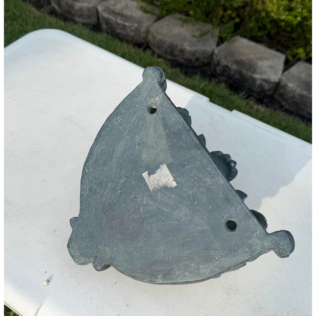 Plastic Acanthus Leaf Wall Pocket Planter With Verdigris Finish For Sale - Image 7 of 9