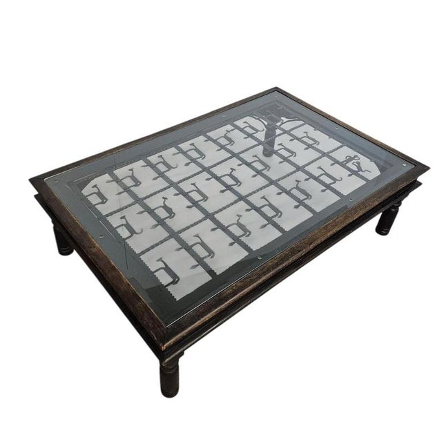 French Brutalist Forged Wrought Iron Coffee Table with Clear Glass Top and Shepherd, Dog and His Herd Decor, 1970s For Sale - Image 13 of 18