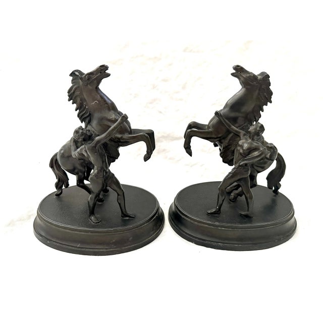 Spelter Horse Sculpture, Looks like they are based on the Marly Horses which were two 1743-1745 Carrara marble sculpted...