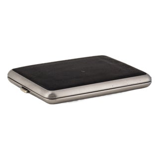 German Stainless Steel Cigarette Case with Leather Inlay, 1930s For Sale
