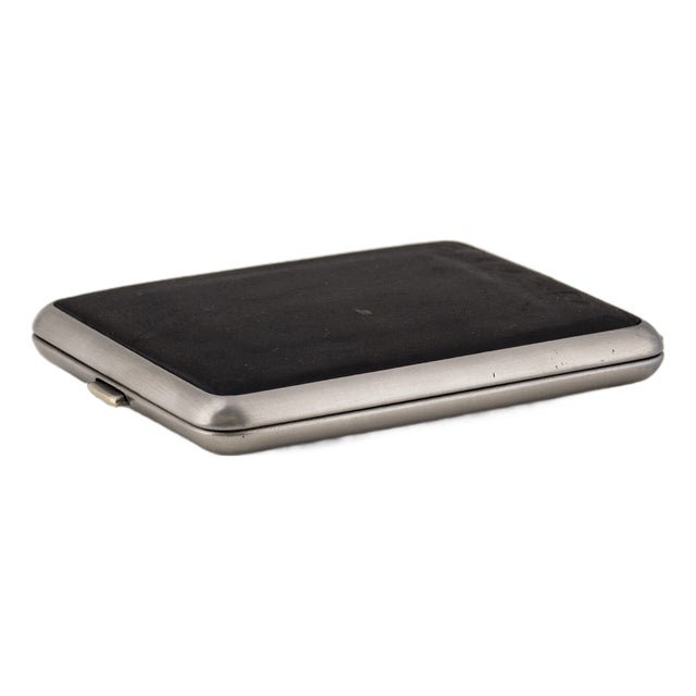 German Stainless Steel Cigarette Case with Leather Inlay, 1930s For Sale