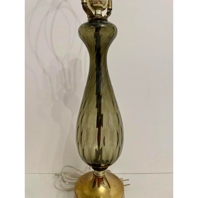 Vintage Grey Glass Table Lamp For Sale - Image 4 of 8