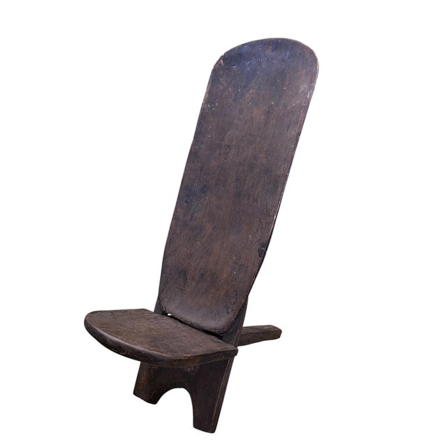Wood Small Kids Chair Senufo Stargazer Solid Wood Folding Chair Ivory Coast For Sale - Image 7 of 7