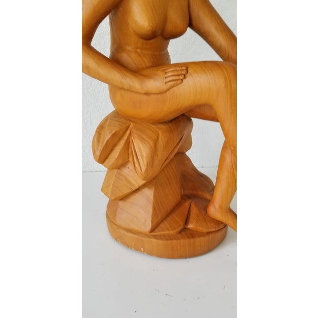 Wood French Style Carved Wood Nude Female Sculpture For Sale - Image 7 of 11