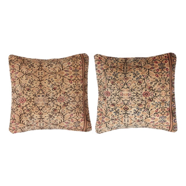 20"x20" SET OF 2 - Hand-knotted Turkish Rug Cushion Covers. Rustic Throw Pillows For Sale
