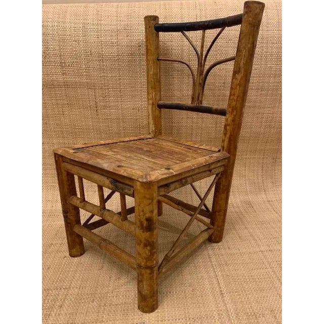 Rattan Tortoise Burnt Bamboo Chair/Plant Stand For Sale - Image 10 of 10