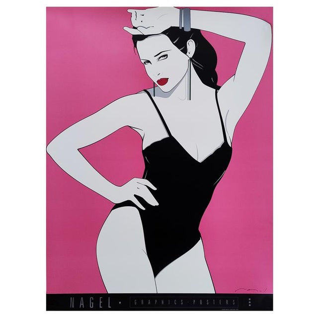 Black Pin Up Art Poster after Patrick Nagel, 1990 For Sale - Image 8 of 8