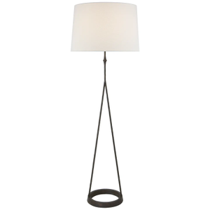 Visual Comfort Signature Dauphine Floor Lamp in Aged Iron with Linen Shade