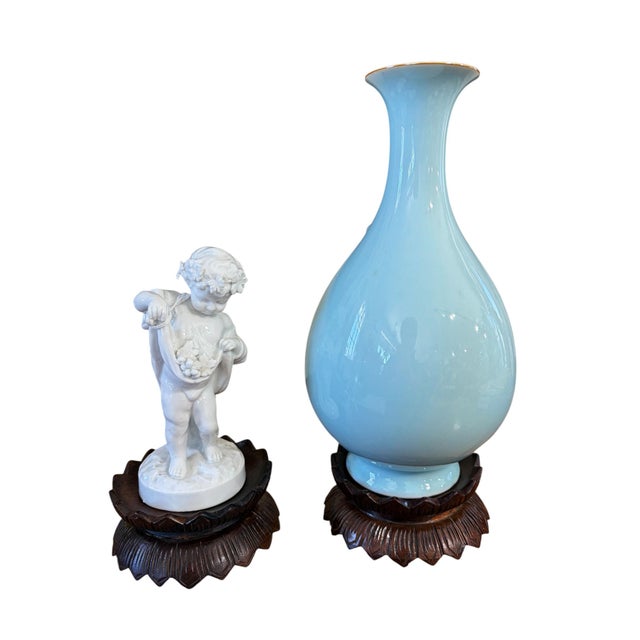 1980s Pair of Vintage Chinoiserie Solid Stands Wood in the Graceful Lotus Flower Form 4.5" D For Sale - Image 5 of 6