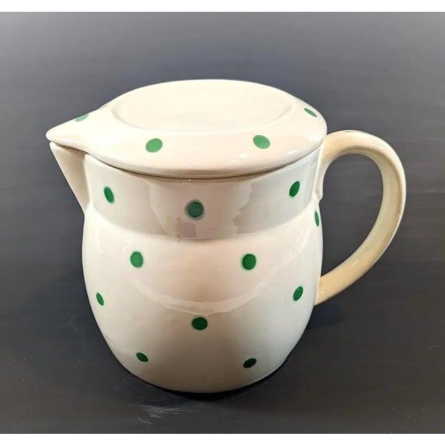 Early 20th Century Vintage Polka Dot Pitcher With Lid, Made in Czechoslovakia For Sale - Image 5 of 5