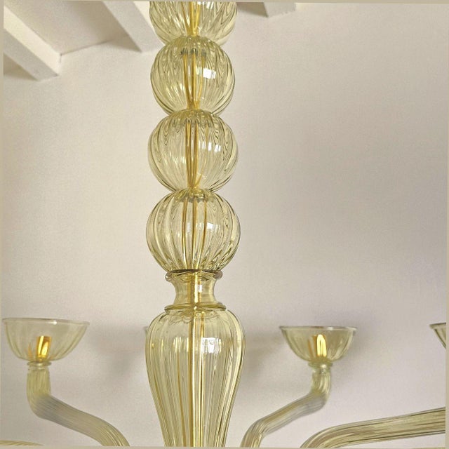 1980s Large Green Murano Glass Mid-Century Modern Chandelier For Sale - Image 10 of 10