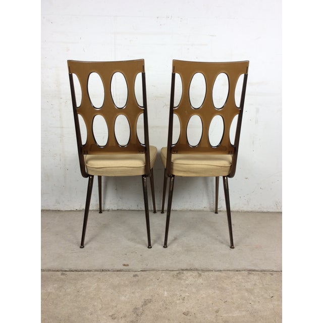 Mid Century Modern Pair of Chairs With Smoked Lucite Seat Back and Vintage Upholstery by Chromecraft For Sale In Philadelphia - Image 6 of 13