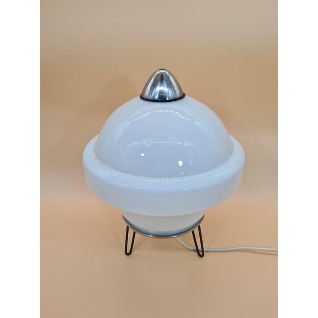 Mid-Century Modern Vintage Space Age Table Lamp in Frosted Glass, 1960s For Sale - Image 3 of 12