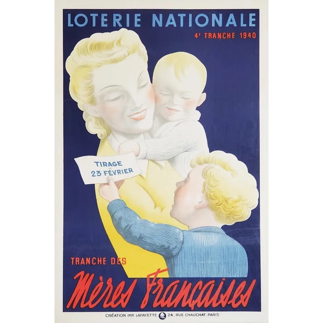 National Lottery French Mothers Poster by Pierre Besniard, 1940 For Sale