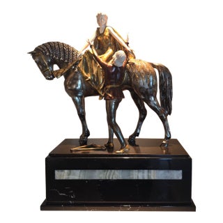 1900s Art Deco Medieval Group/ 'Thomas the Rymer' or 'Minstrel and the Maiden' by Otto Poertzel For Sale