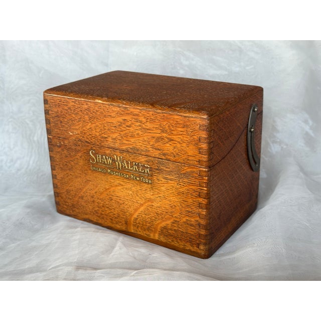 Made by Shaw Walker circa 1900, this antique wooden file box has stood the test of time. Made from study oak wood, the...