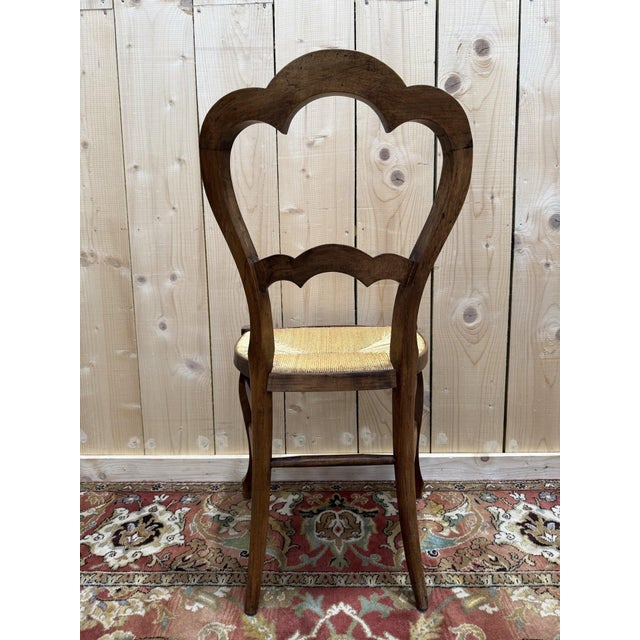 Brown Louis Philippe Straw-Seated Chairs, Set of 6 For Sale - Image 8 of 10