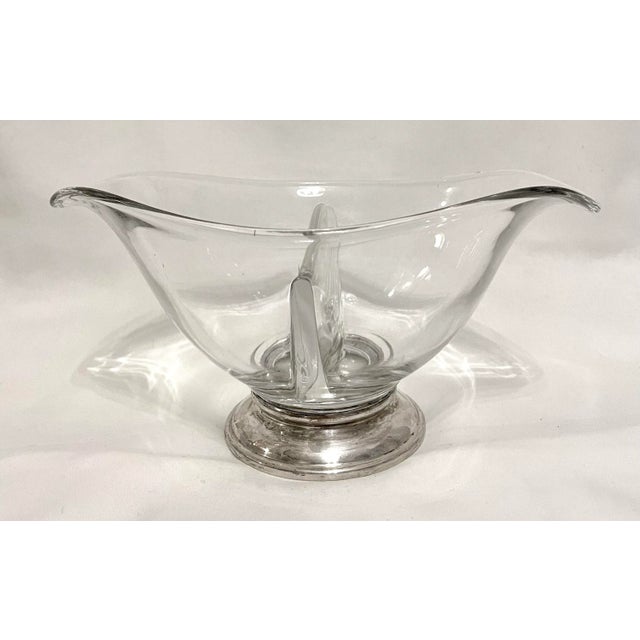Transparent Vintage Sterling Silver and Glass Divided Serving Bowl For Sale - Image 8 of 8