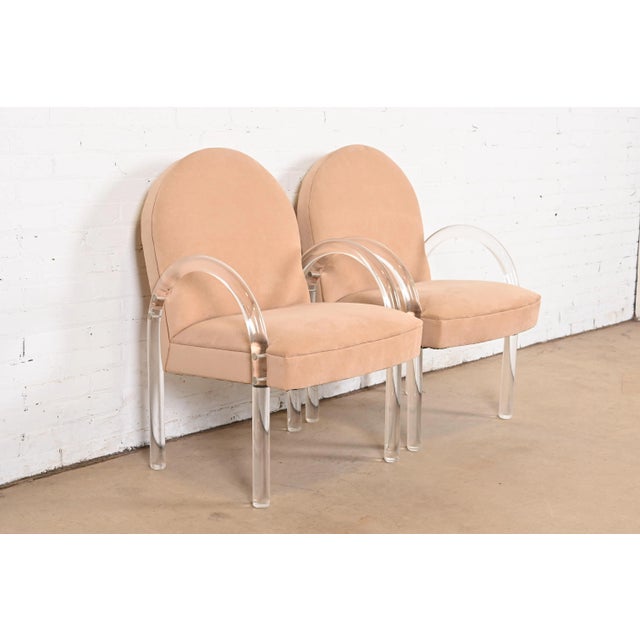 1970s Leon Rosen for Pace Collection Modern Art Deco Lucite Waterfall Armchairs, Pair For Sale - Image 5 of 12