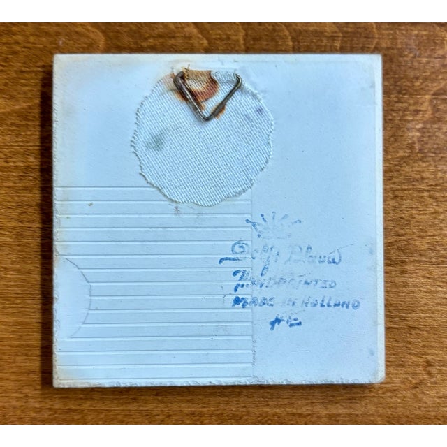 Vintage Hand Painted Delft Style Ceramic Tile With Dutch Windmill Landscape For Sale In Kansas City - Image 6 of 8