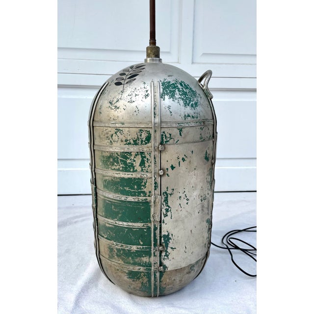This fantastic floor lamp is made entirely of salvaged vintage parts - it is ONE-OF-A-KIND! The base is an oxygen air tank...
