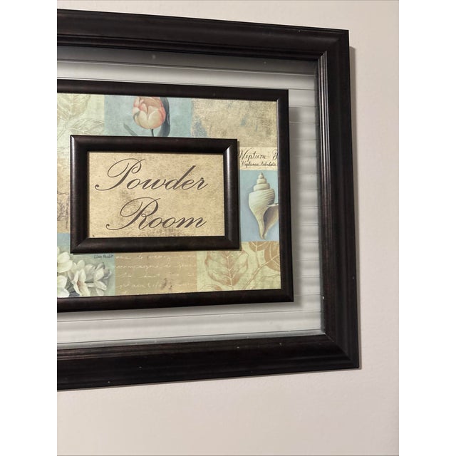 Boho Chic Vintage Powder Room Picture Wood and Glass For Sale - Image 3 of 11