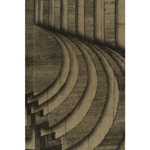 Rug & Kilim's Modern Optical Illusion Rug in Charcoal and Taupe For Sale In New York - Image 6 of 8