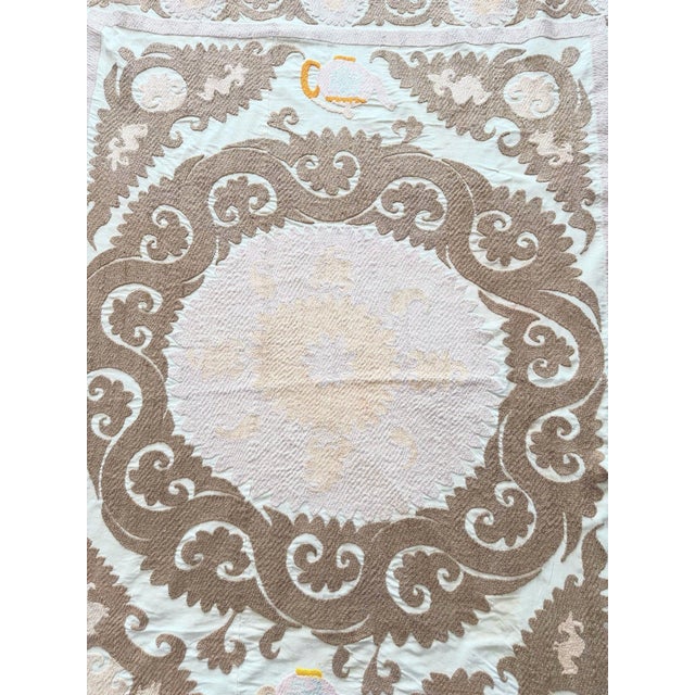Decorative Vintage Suzani from Uzbekistan, circa mid-1960s. Dimension; 53'' x 66'' inches / 134 x 167 cm / 4'5'' x 5'6''...