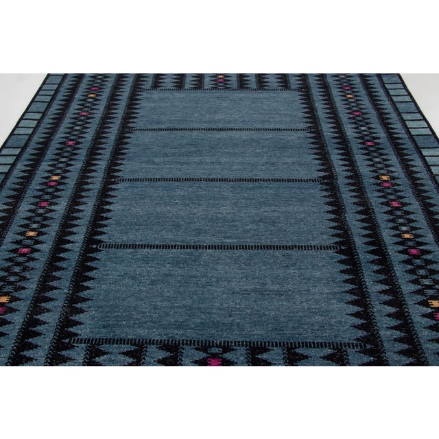 Late 20th Century Contemporary Scandinavian Style Geometric Distressed Rug by Rug & Kilim, India For Sale - Image 5 of 10