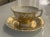 English 1930s Royal Crown Derby Gold Aves Pattern English Bone China Footed Tea Cup & Saucer. 24k Gold Details For Sale - Image 3 of 5