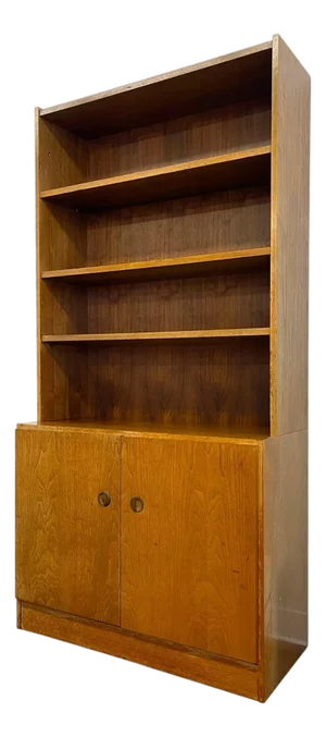 Vintage Mid Century Modern Belgian Bookcase Cabinet With Adjustable Shelves