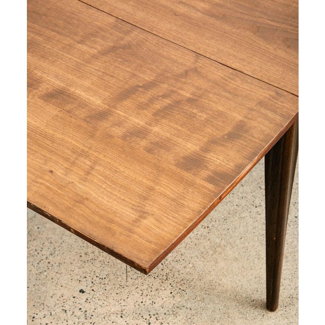 Wood Mid Century Modern Dining Table Broyhill Walnut Drop Leaf X2 Rectangular MCM For Sale - Image 7 of 11