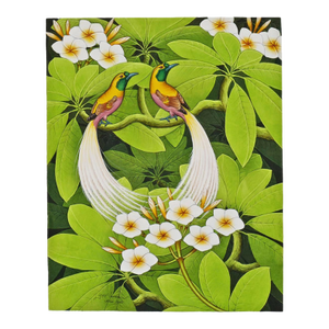 Tropical Flora Fauna Bird Acrylic on Canvas Painting
