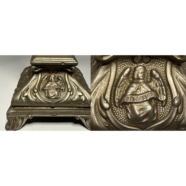 19th Century Antique French Altar Crucifix: Jesus Christ, Holy Trinity, Gospels c. 1900 For Sale - Image 5 of 10